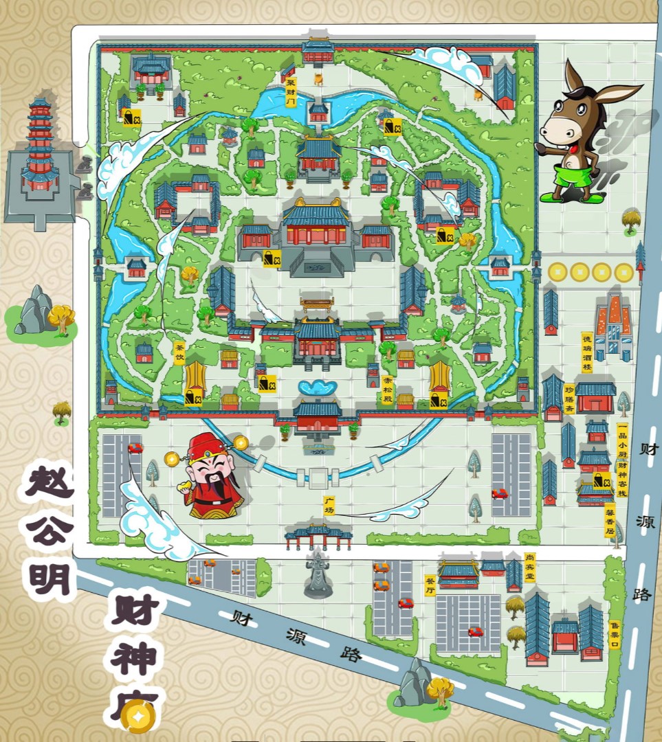 岳西寺庙类手绘地图